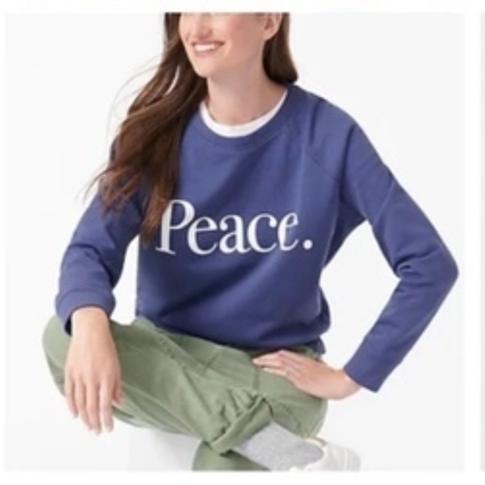 J. Crew Blue “Peace” Crew Neck Sweater